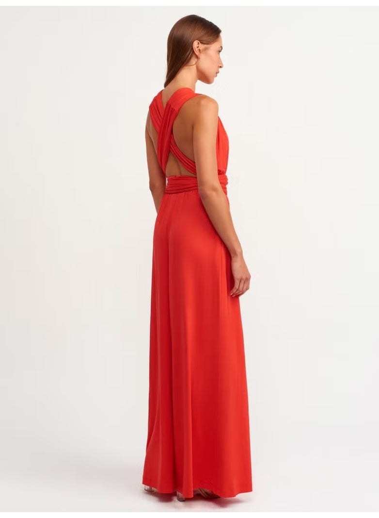 Dilvin 7956 Halter Jumpsuit-Red - Image 3